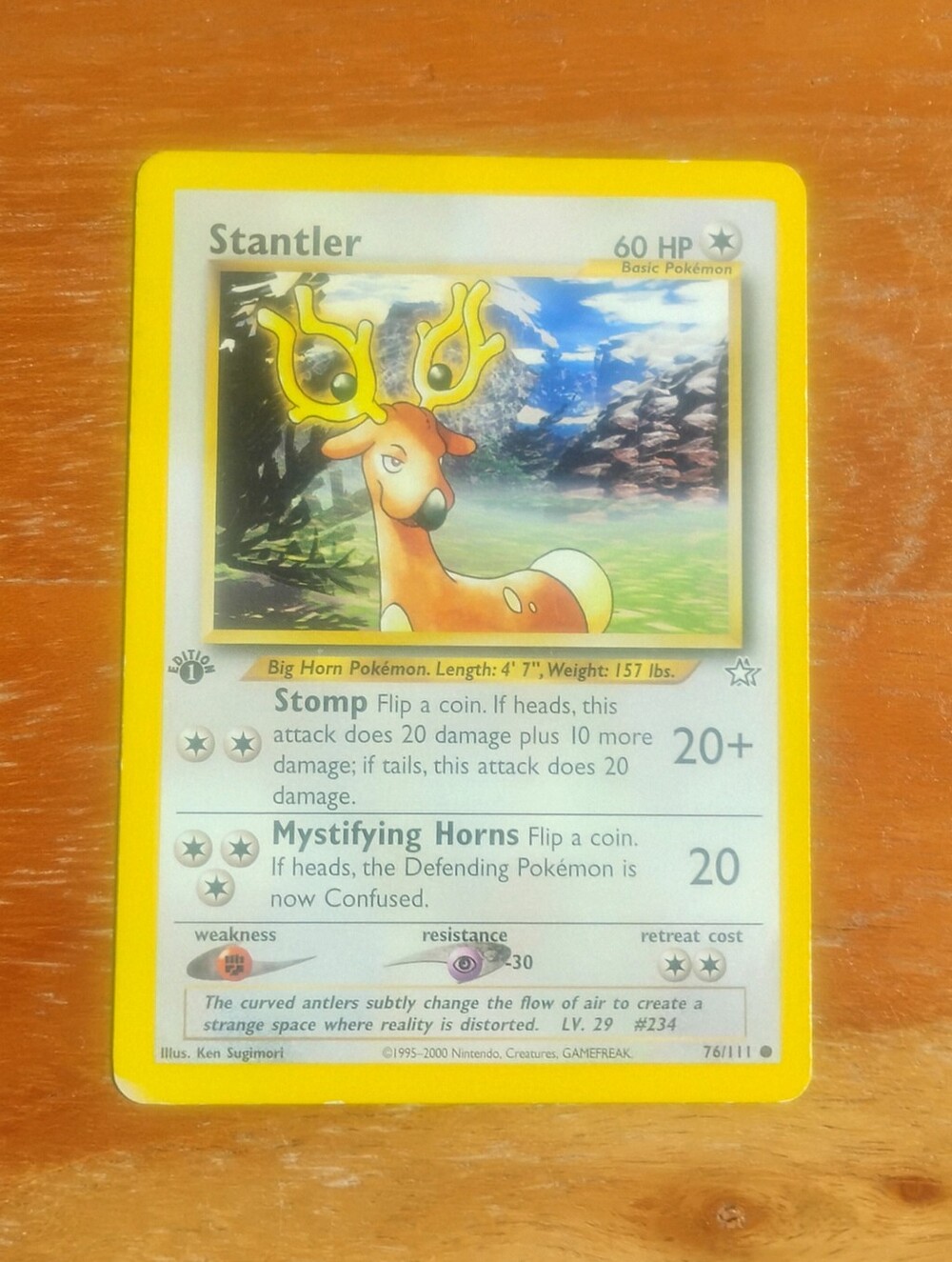 LP WOTC 2000 1st Edition Stantler 76/111 Neo Genesis Set Pokemon Card